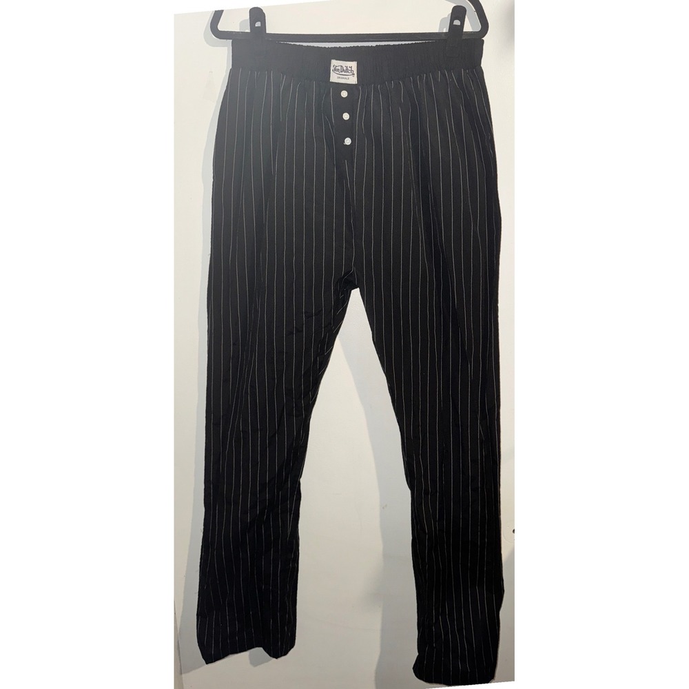 Von Dutch Originals Black Pinstripe Pajama Pants Large NWT